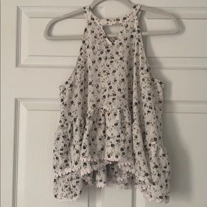 white floral tank top
